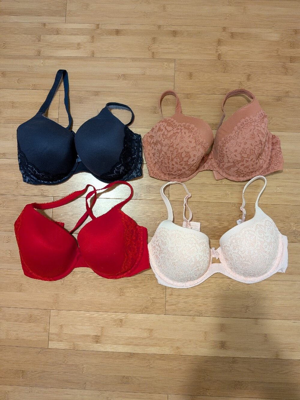 Victoria's Secret Bras - Navy, Mauve, Red, Blush Lace Push-Up Set